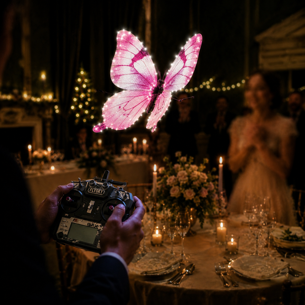 Burgundy RC Flying Butterfly Premium – Bionic Flapping Wing with LED & Flysky Remote