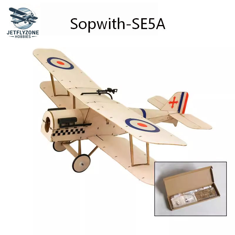 Balsa Wood Electric RC Airplane Sopwith SE5A Scale Biplane, 378mm Wingspan