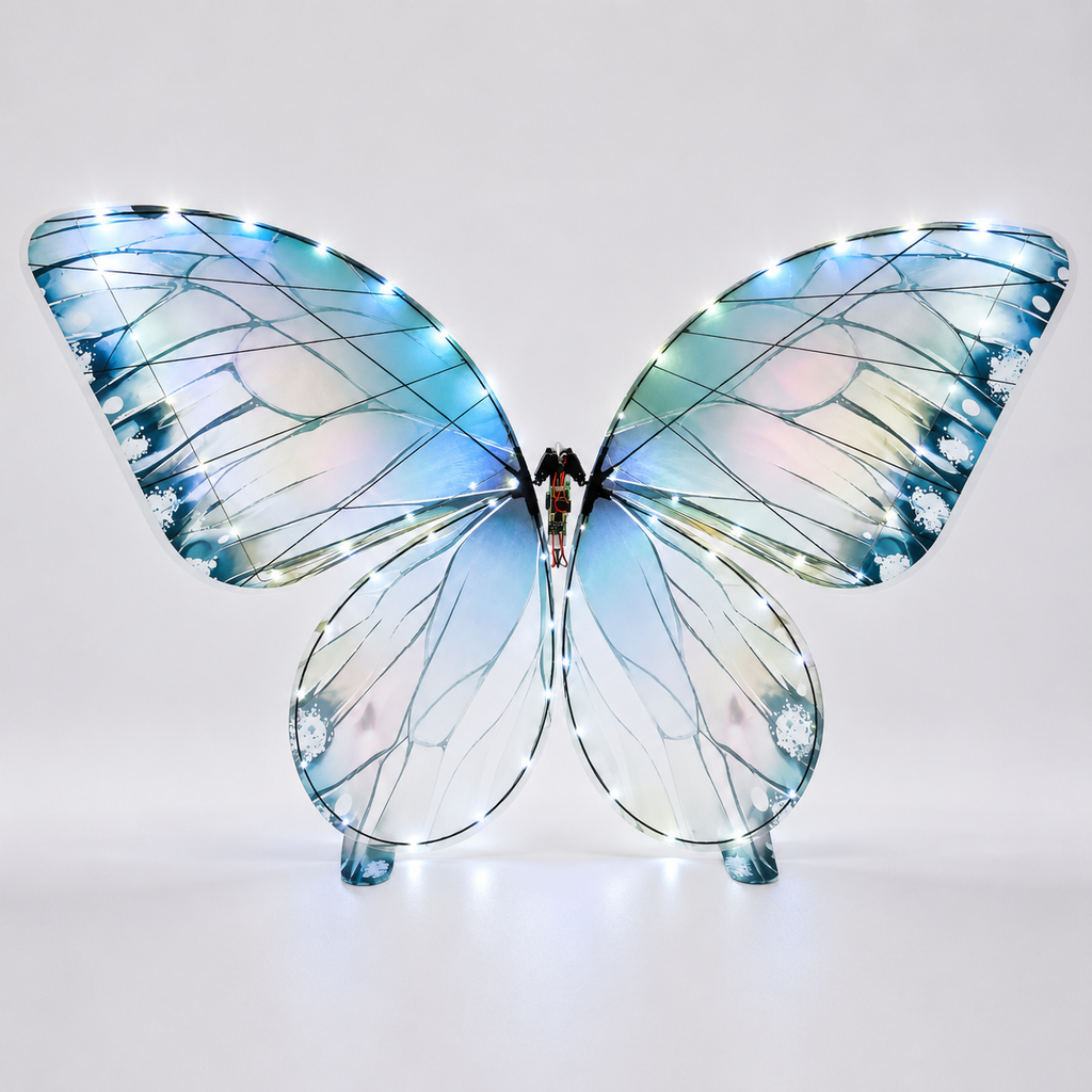 Ice Blue RC Flying Butterfly – Bionic Flapping Wing Ornithopter with LED