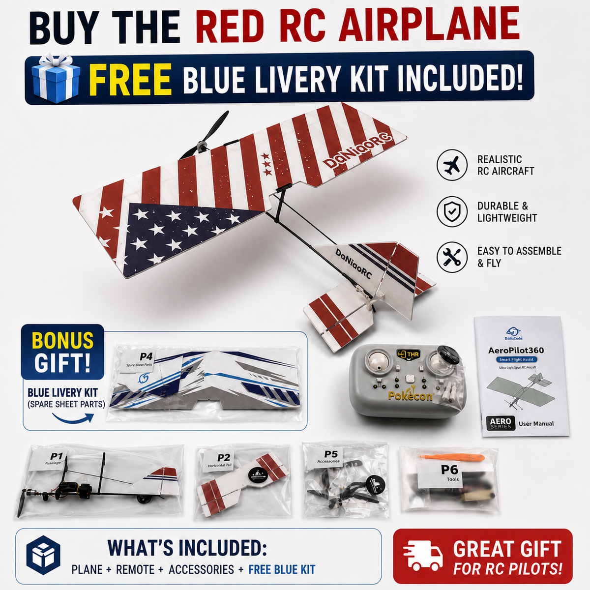 DaNiao RC 360mm 3CH Beginner RC Glider RTF