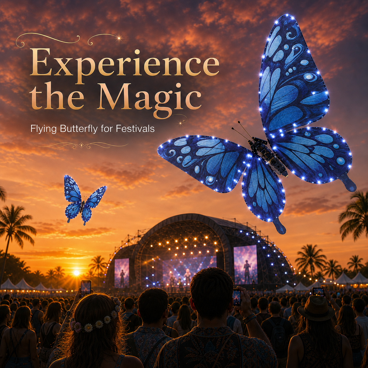 Galaxy Blue RC Flying Butterfly Premium – Bionic Flapping Wing with LED & Flysky Remote