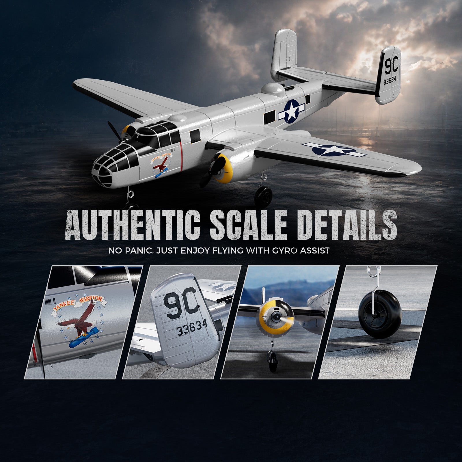 VOLANTEXRC B-25 Mitchell Brushless RC Warbird Airplane RTF