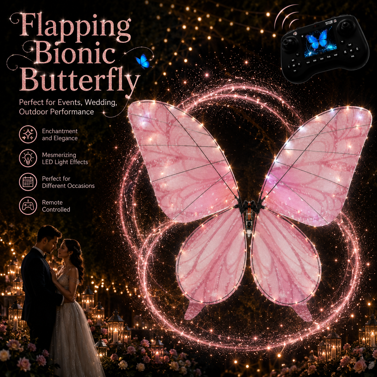 Pink RC Flying Butterfly Basic – Bionic Flapping Wing Ornithopter with LED