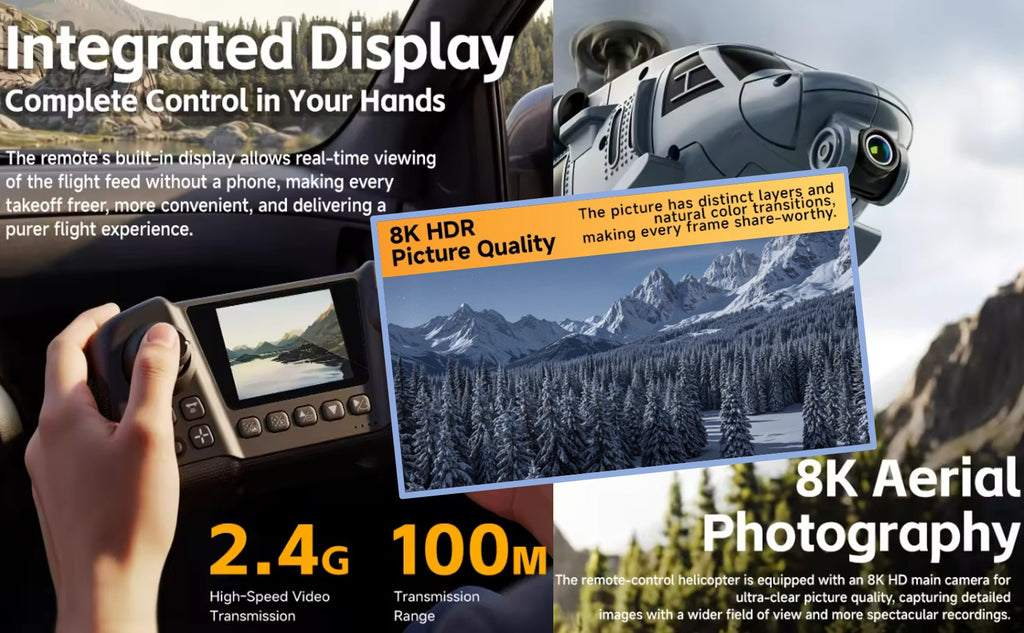 JetFlyZone L2 RC Helicopter Black Hawk Built-In Screen, 4 Way Optical Flow Positioning