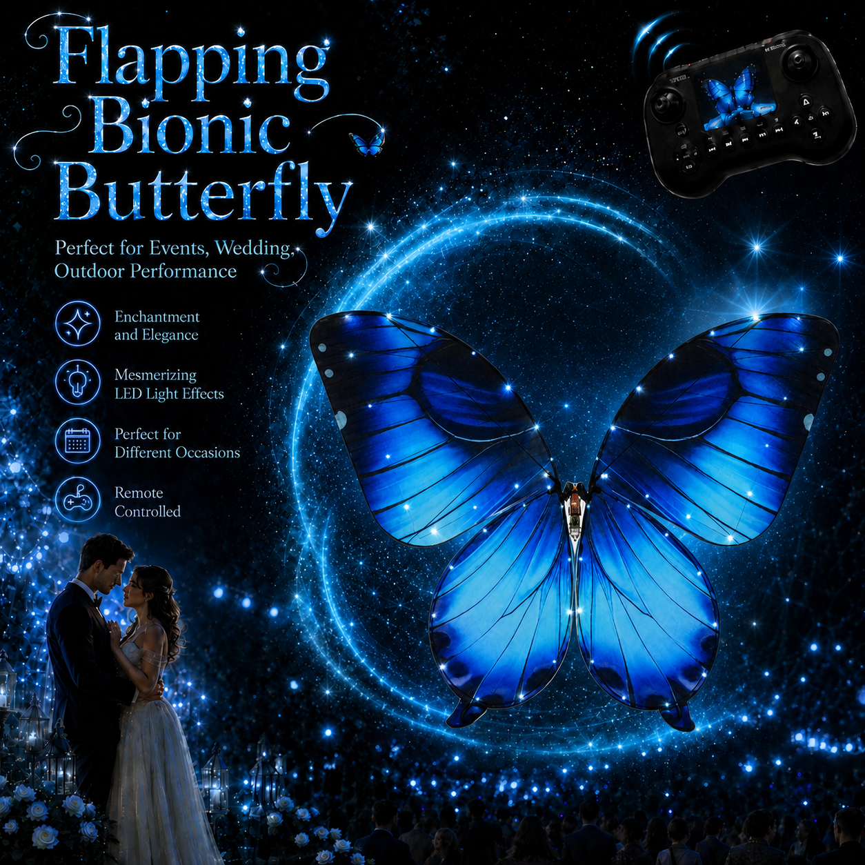 Dark Blue RC Flying Butterfly – Bionic Flapping Wing