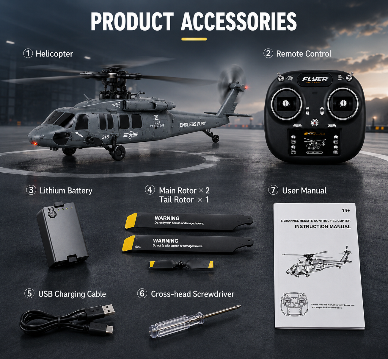 UH60L Black Hawk 6CH Brushless RC Helicopter
