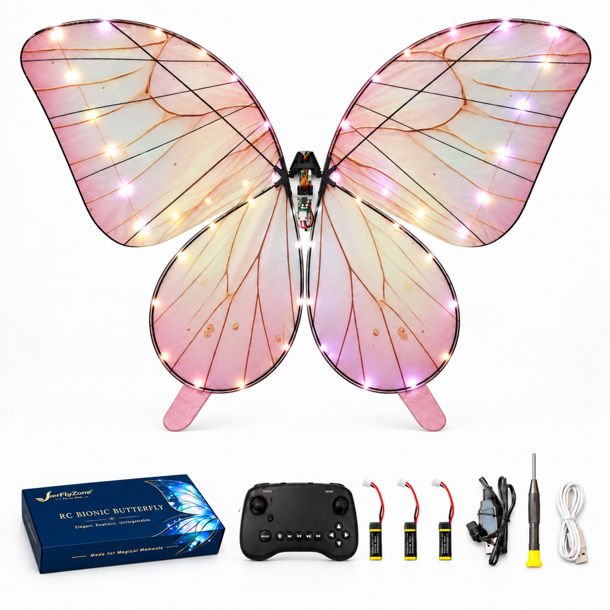 Pearl Rose RC Bionic Flapping-Wing Butterfly – Basic | LED Lights