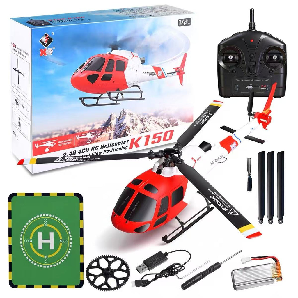 XK K150 AS350 RC Helicopter 4CH 3-Blade No Aileron Optical Flow Altitude Hold, RTF