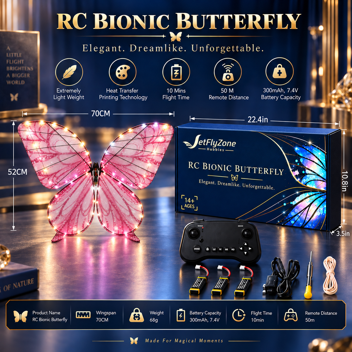 2-Pack Bionic Flapping-Wing Butterflies – Basic | LED Lights, FlySky Transmitter & Aluminum Case
