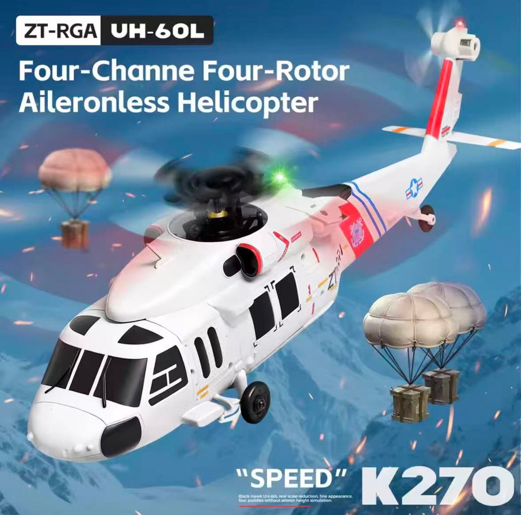 XK K270 Black Hawk UH-60L 4CH 6-axis Brushless Motor RC Helicopter, RTF