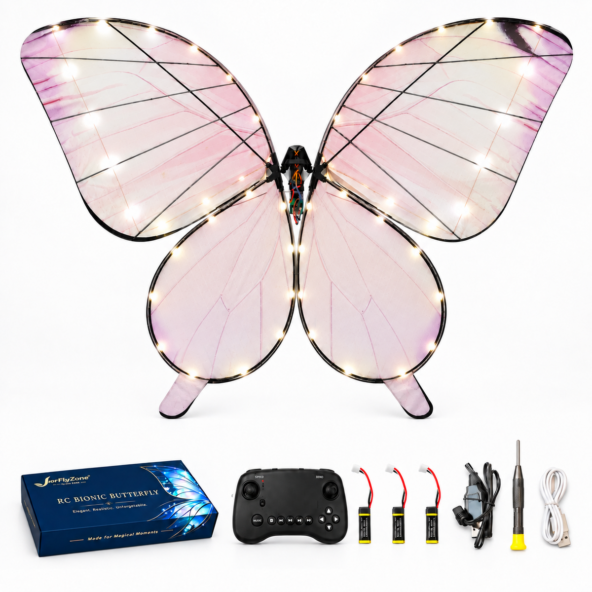 Lavender RC Bionic Flapping-Wing Butterfly – Basic | LED Lights