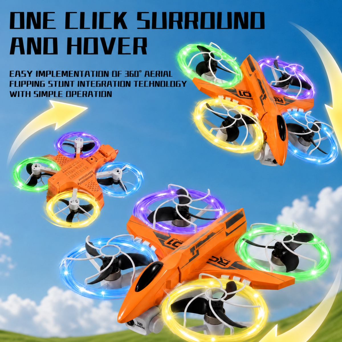 Mini RC Drone with Screen Controller,  LED Lights, 4K Cam, RTF