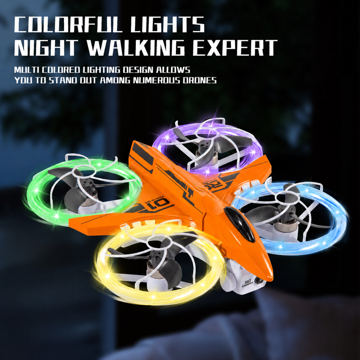 Mini RC Drone with Screen Controller,  LED Lights, 4K Cam, RTF