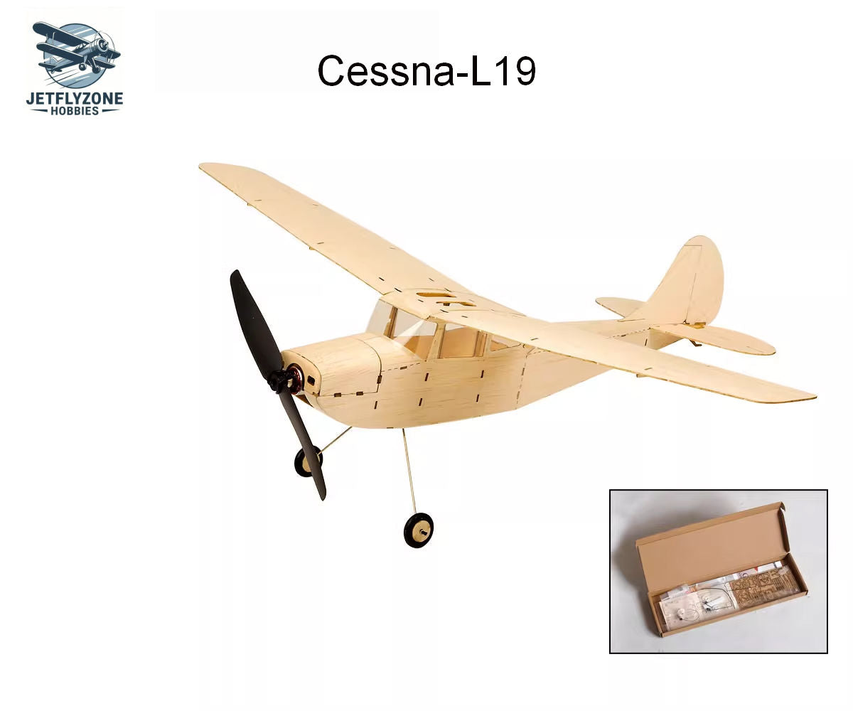 Balsa Wood Electric RC Airplane Cessna L19 High-Wing Trainer Micro Fixed-Wing Indoor, 445 mm Wingspan