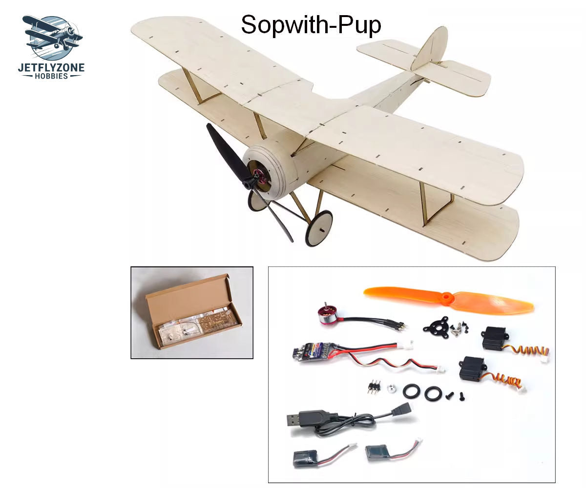 Balsa Wood Electric RC Airplane Sopwith Pup Scale Biplane, 378mm Wingspan