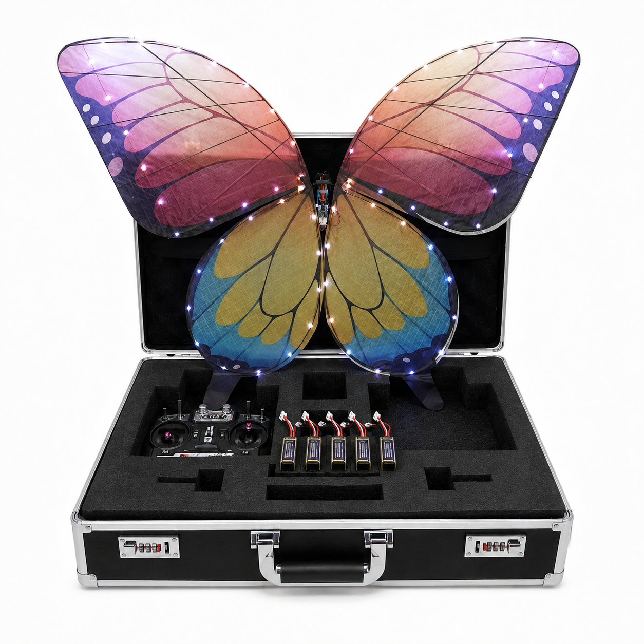 Yellow Pink RC Flying Butterfly Premium – Bionic Flapping Wing with LED & Flysky Remote