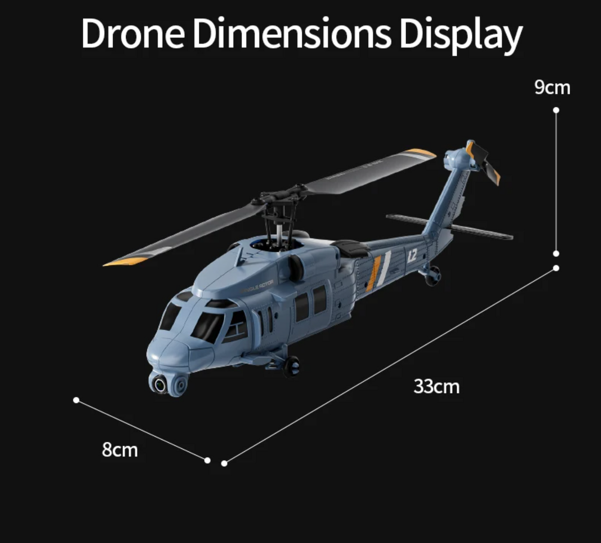 JetFlyZone L2 RC Helicopter Black Hawk Built-In Screen, 4 Way Optical Flow Positioning