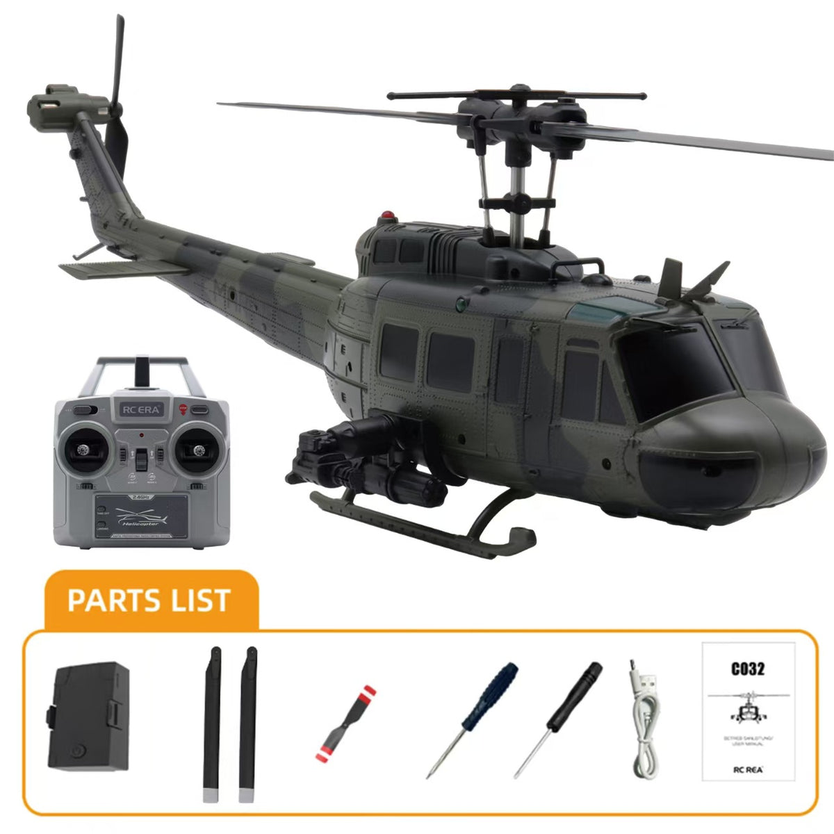 RC ERA C032 UH-1 Huey 1:48 Scale Brushless RC Helicopter RTF