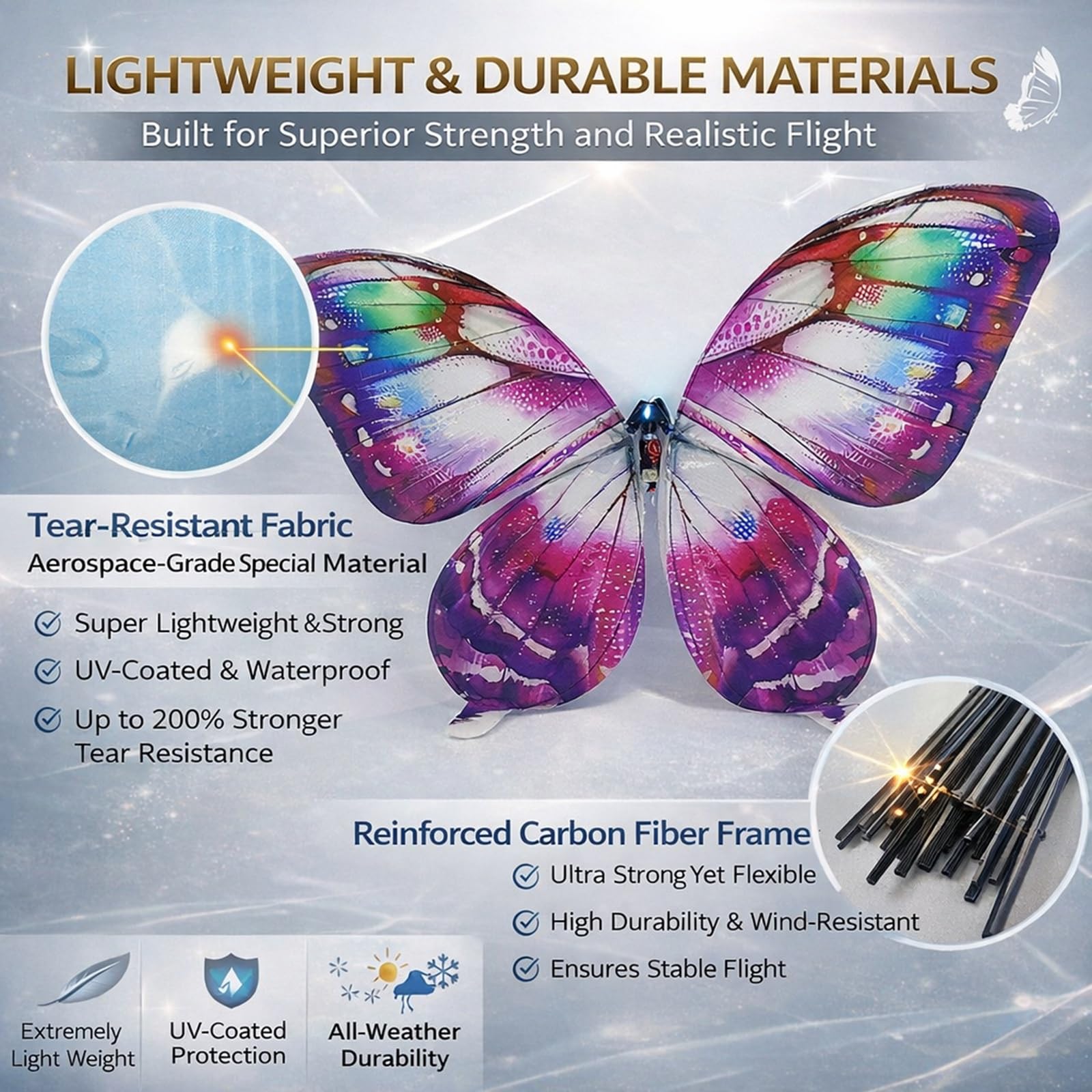 Purple RC Flying Butterfly – Bionic Flapping Wing Ornithopter with LED