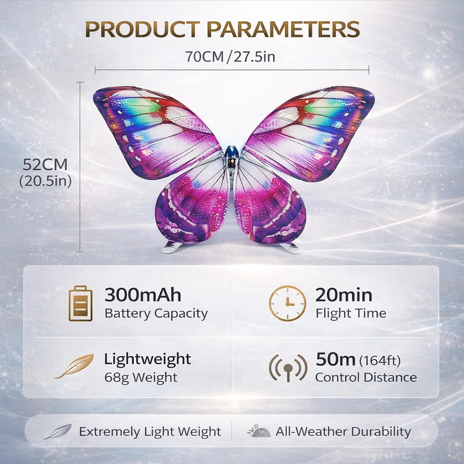 Purple RC Flying Butterfly – Bionic Flapping Wing Ornithopter with LED
